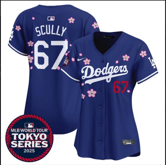 Women Los Angeles Dodgers #67 Scully Tokyo Series 2025 blue Limited Stitched Jersey->women mlb jersey->Women Jersey